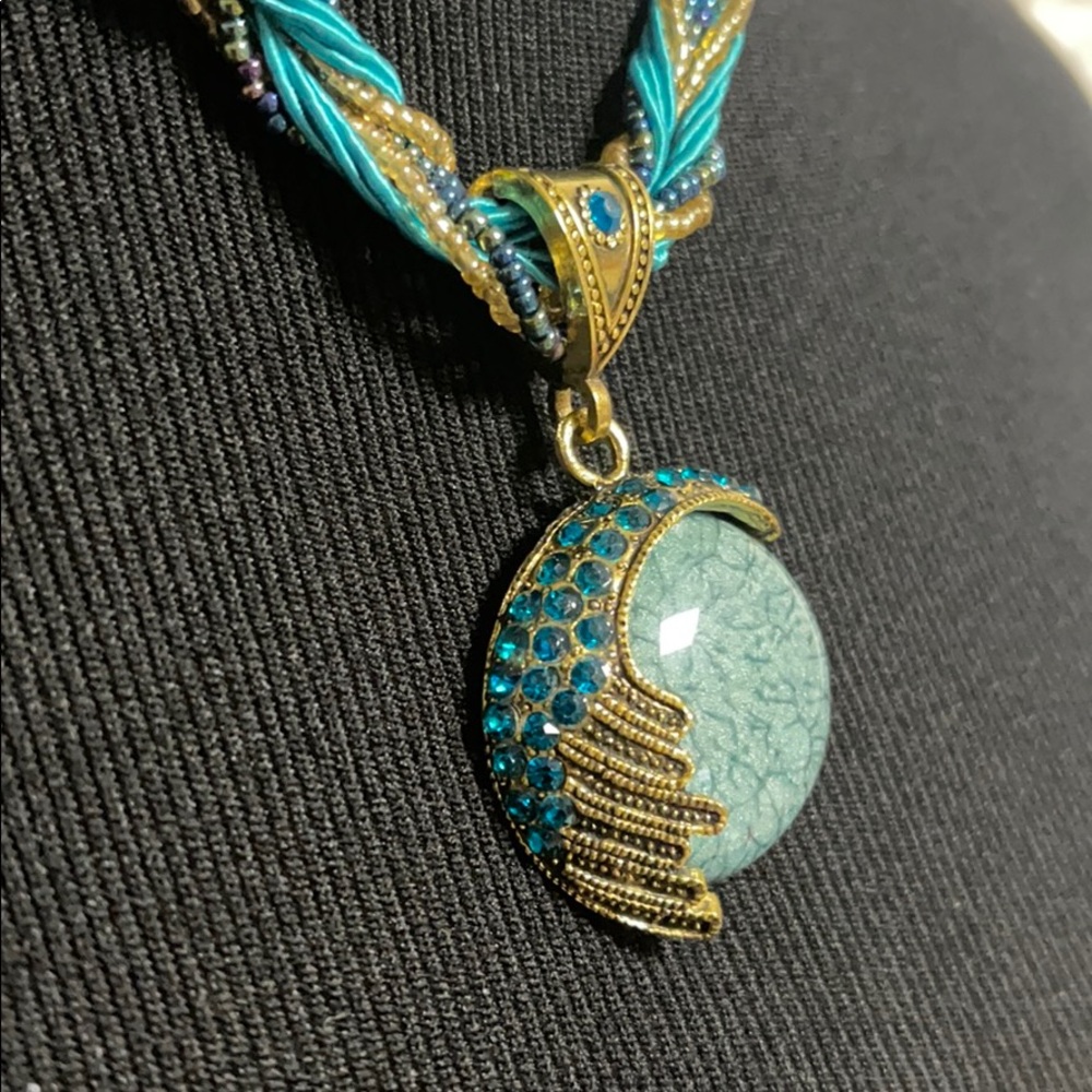 Turquoise Beaded Rope Necklace - Picture 2 of 3